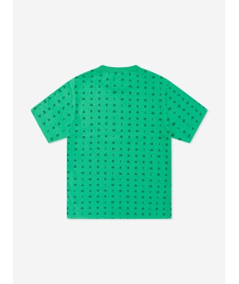 MARNI Kids Logo T-Shirt in Green Dans la société mordern