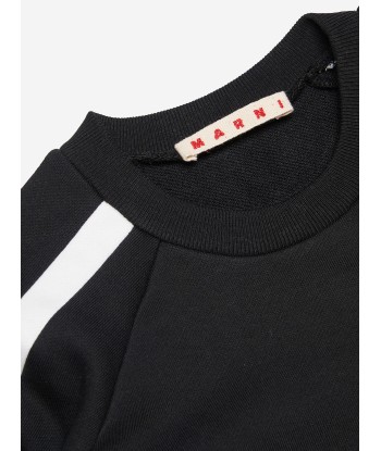 MARNI Kids Striped Logo Sweatshirt in Black basket pas cher