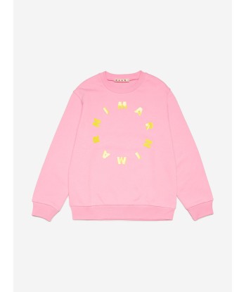 MARNI Kids Roung Logo Sweatshirt in Pink solde