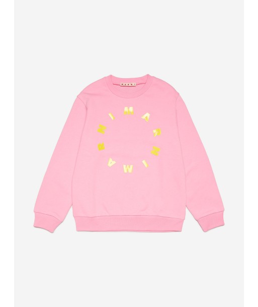 MARNI Kids Roung Logo Sweatshirt in Pink solde