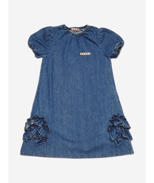 MARNI Girls Denim Ruffle Dress in Blue Comment ça marche