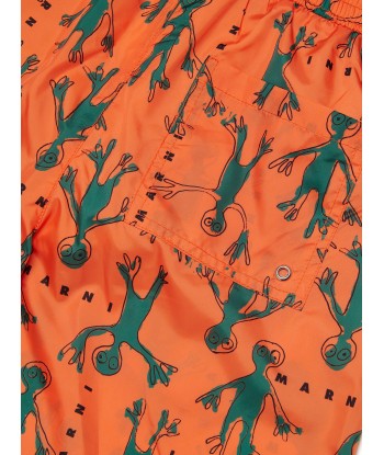 MARNI Boys Frog Print Swim Shorts in Orange de l' environnement