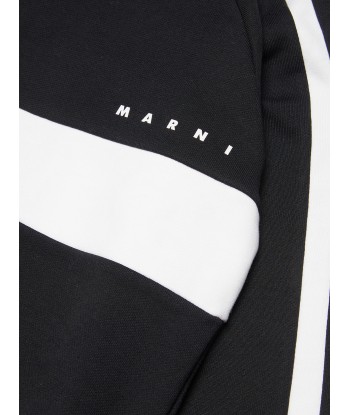 MARNI Kids Striped Logo Sweatshirt in Black basket pas cher