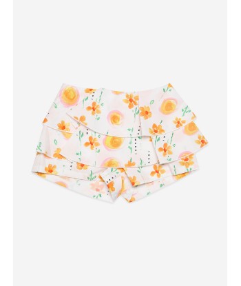 MARNI Baby Girls Flower Print Ruffle Shorts in White la colonne vertébrale