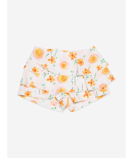 MARNI Baby Girls Flower Print Ruffle Shorts in White la colonne vertébrale