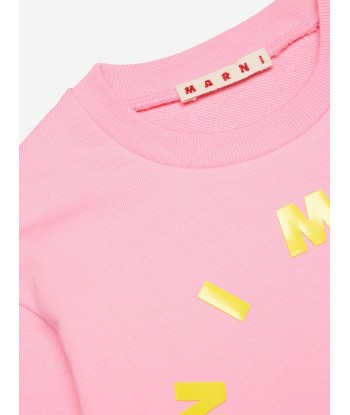 MARNI Kids Roung Logo Sweatshirt in Pink solde