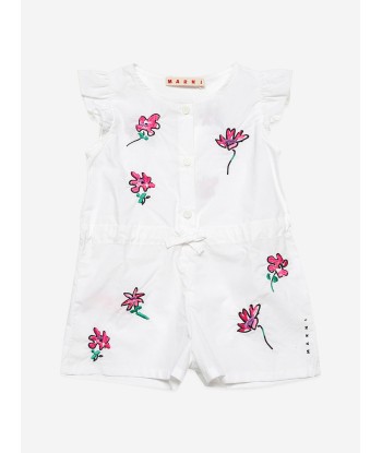 MARNI Baby Girls Embroidered Flower Romper in White Profitez des Offres !