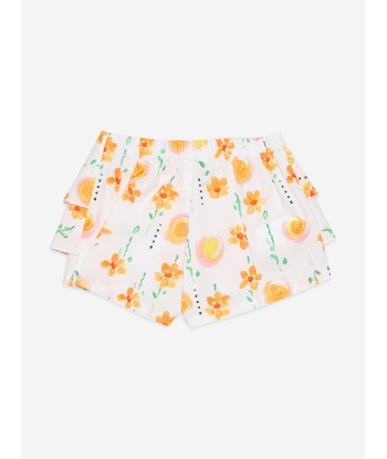 MARNI Baby Girls Flower Print Ruffle Shorts in White la colonne vertébrale