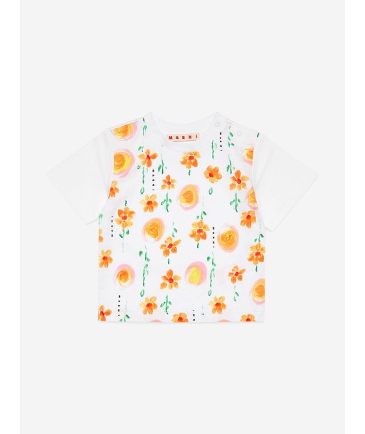 MARNI Baby Girls Flower Print T-Shirt in White les ligaments