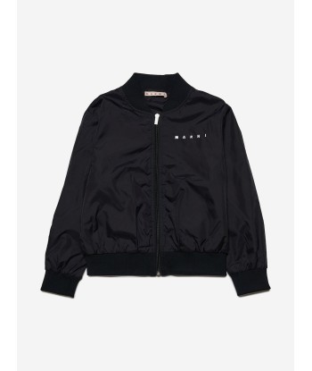 MARNI Kids Logo Bomber Jacket in Black en stock