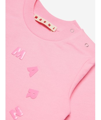 MARNI Baby Girls Round Logo Sweatshirt in Pink livraison gratuite