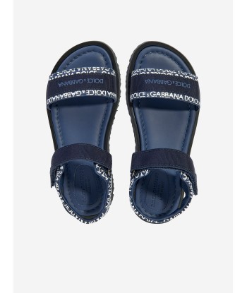 Dolce & Gabbana Boys Technical Fabric Logo Sandals in Blue JUSQU'A -70%! 