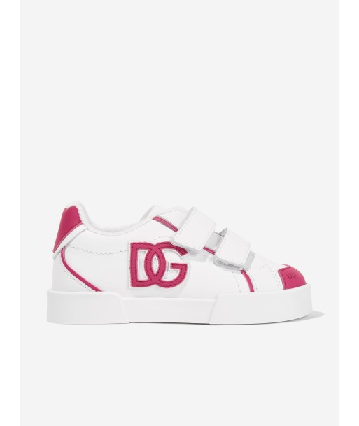 Dolce & Gabbana Girls Leather Portofino Trainers in White Dans la société mordern