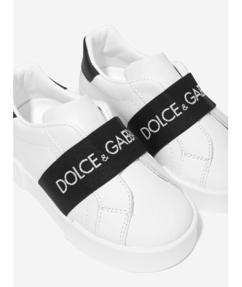 Dolce & Gabbana Kids Leather Portofino Slip on Trainers in White vente chaude votre 