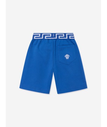 Versace Boys Embroidered Logo Shorts in Blue Paris Déstockage Promo