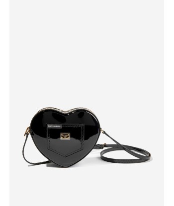 Dolce & Gabbana Girls Leather Heart Crossbody Bag in Black (20cm) de votre