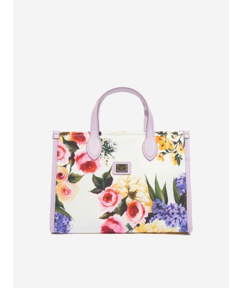 Dolce & Gabbana Girls Canvas Flower Print Tote Bag in Multicolour (25cm) outlet