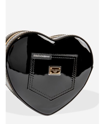 Dolce & Gabbana Girls Leather Heart Crossbody Bag in Black (20cm) de votre